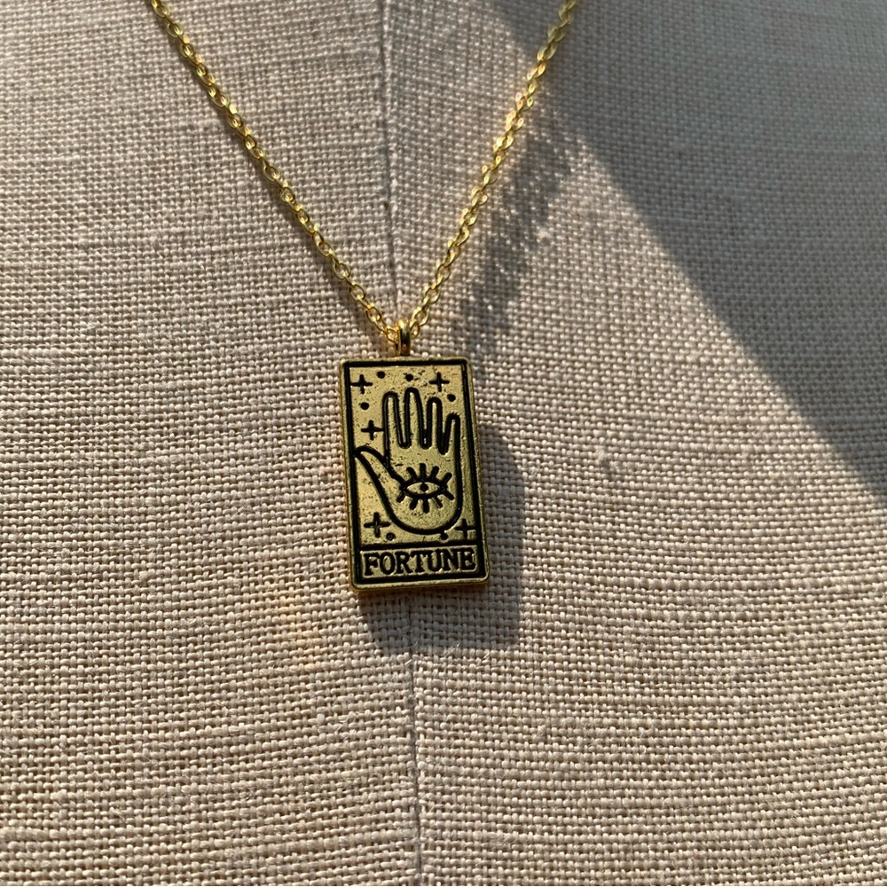 NWT Reversible Sterling Silver Plated Chain, Fortune Tarot Card Alloy Necklace - Picture 7 of 14
